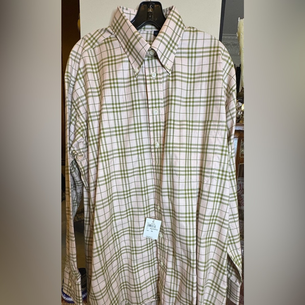 Burberry Beige and Green Plaid Shirt